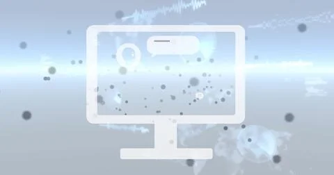 Image of network of connections and data processing over computer screen Stock Illustration