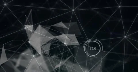 Image of network of connections and data processing over black background 스톡 일러스트