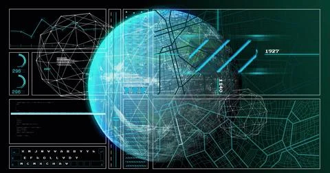 Image of network of connections and data processing over globe 스톡 일러스트