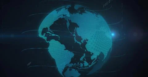 Image of network of connections and data processing over globe Illustrazione stock