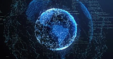 Image of network of connections and data processing over globe Stock Illustration
