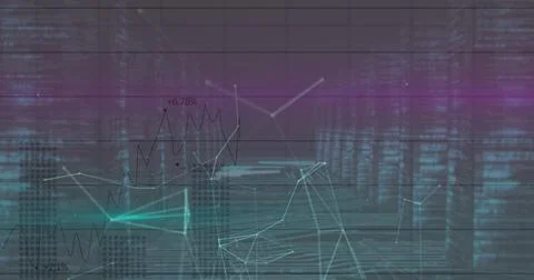 Image of network of connections and data processing on green background イラスト素材