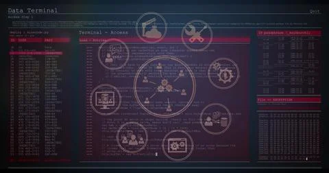 Image of network of connections and data processing over computer screens Stock Photos