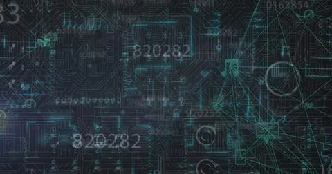 Image of network of connections and data processing over computer circuit board Stock Photos