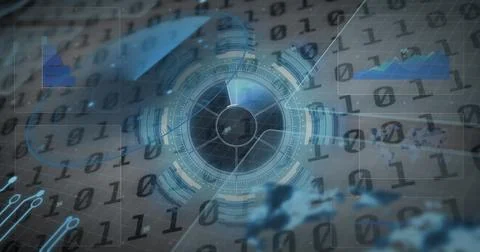 Image of network of connections and data processing over server room Stock Photos