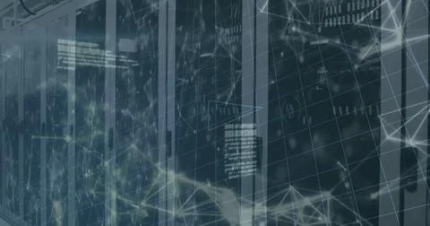 Image of network of connections and data processing over computer servers Stock Photos