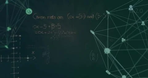 Image of network of connections and data processing over dark background Foto stock