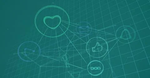 Image of network of connections and data processing over dark background Stock Photos