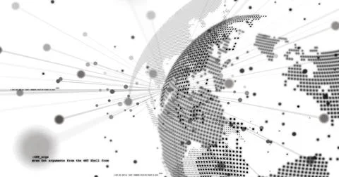 Image of network of connections and data processing over globe 写真素材