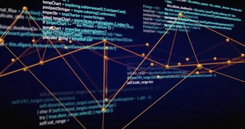 Image of network of connections and digital data processing イラスト素材