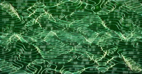 Image of network of connections with binary coding Stock Photos