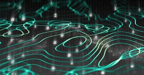 Image of network of connections with binary coding Foto stock