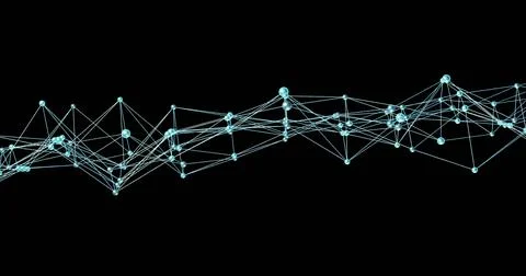 Image of network of connections on black background Stock Illustration