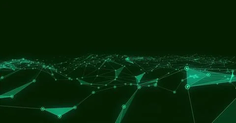 Image of network of connections on black background イラスト素材