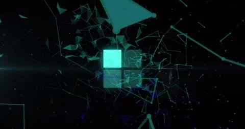 Image of network of connections on black background イラスト素材