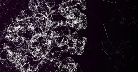 Image of network of connections on black background Illustrazione stock