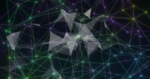 Image of network of connections on black background Stock Photos