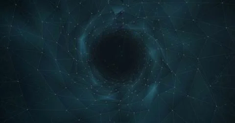 Image of network of connections on black background 库存照片