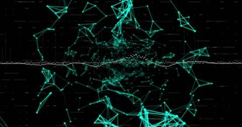 Image of network of connections on black background 写真素材