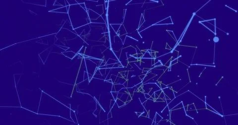 Image of network of connections on blue background Illustrazione stock