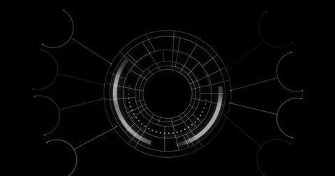 Image of network of connections on dark background Illustrazione stock