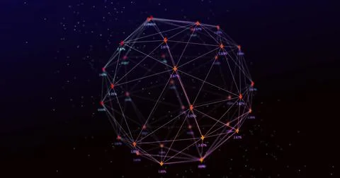 Image of network of connections with data processing over black background Stock Illustration