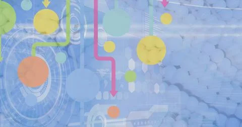 Image of network of connections , data processing and scopes scanning over 3d Stock Photos