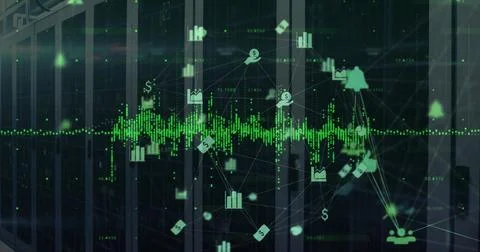 Image of network of connections data processing over computer servers Stock Photos
