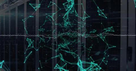 Image of network of connections data processing over computer servers Stock Photos