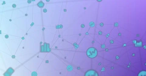 Image of network of connections with digital icons Stock Illustration
