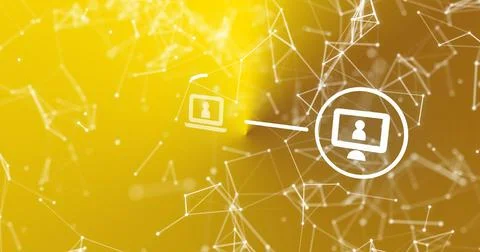 Image of network of connections with digital icons Stock Illustration
