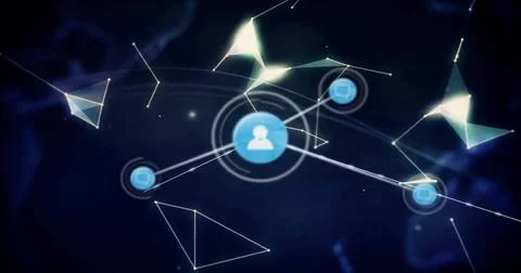 Image of network of connections with icons over globe Stock Illustration