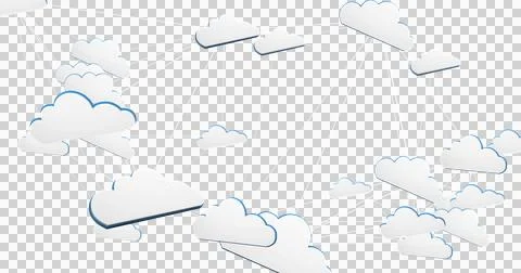 Image of network of connections of multiple white clouds on black background Stock Illustration