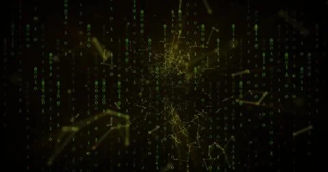 Image of network of connections over binary coding Stock-Illustration