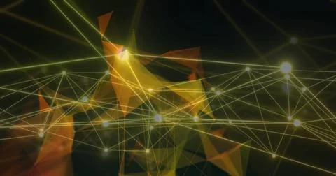 Image of network of connections over black background 스톡 일러스트