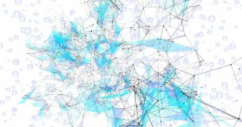 Image of network of connections over bubbles on white background Stockfoto's