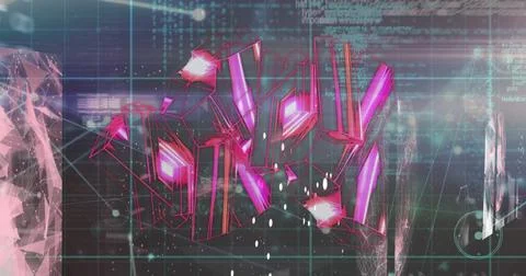 Image of network of connections over computer processor circuit board 스톡 일러스트