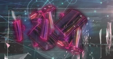 Image of network of connections over computer processor circuit board イラスト素材