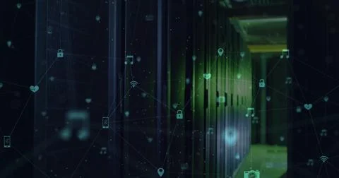 Image of network of connections over computer servers Stock Photos