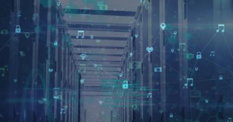 Image of network of connections over computer servers Stock Photos