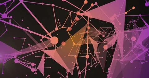 Image of network of connections over dark background Stockfoto's