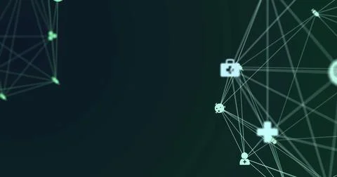 Image of network of connections over dark background Stock Photos