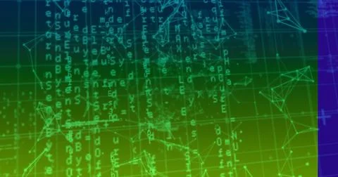 Image of network of connections over data processing Stock Illustration