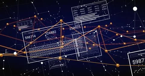 Image of network of connections over data processing 스톡 일러스트