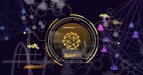 Image of network of connections over data processing Stock Illustration