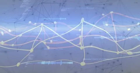 Image of network of connections over data processing Illustrazione stock