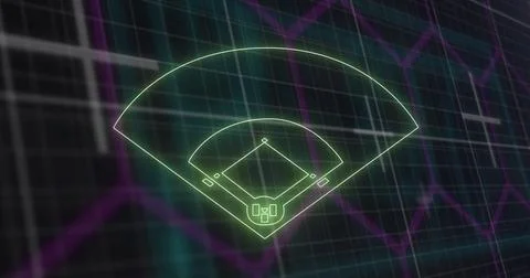 Image of network of connections over data processing in blue and black space Stock Photos