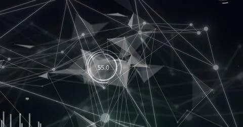 Image of network of connections over data processing 스톡 사진