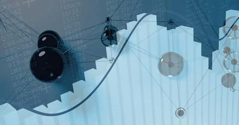 Image of network of connections over data processing on blue background Foto stock