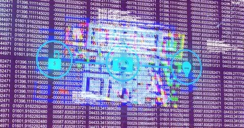 Image of network of connections over data processing on black background Stock Photos